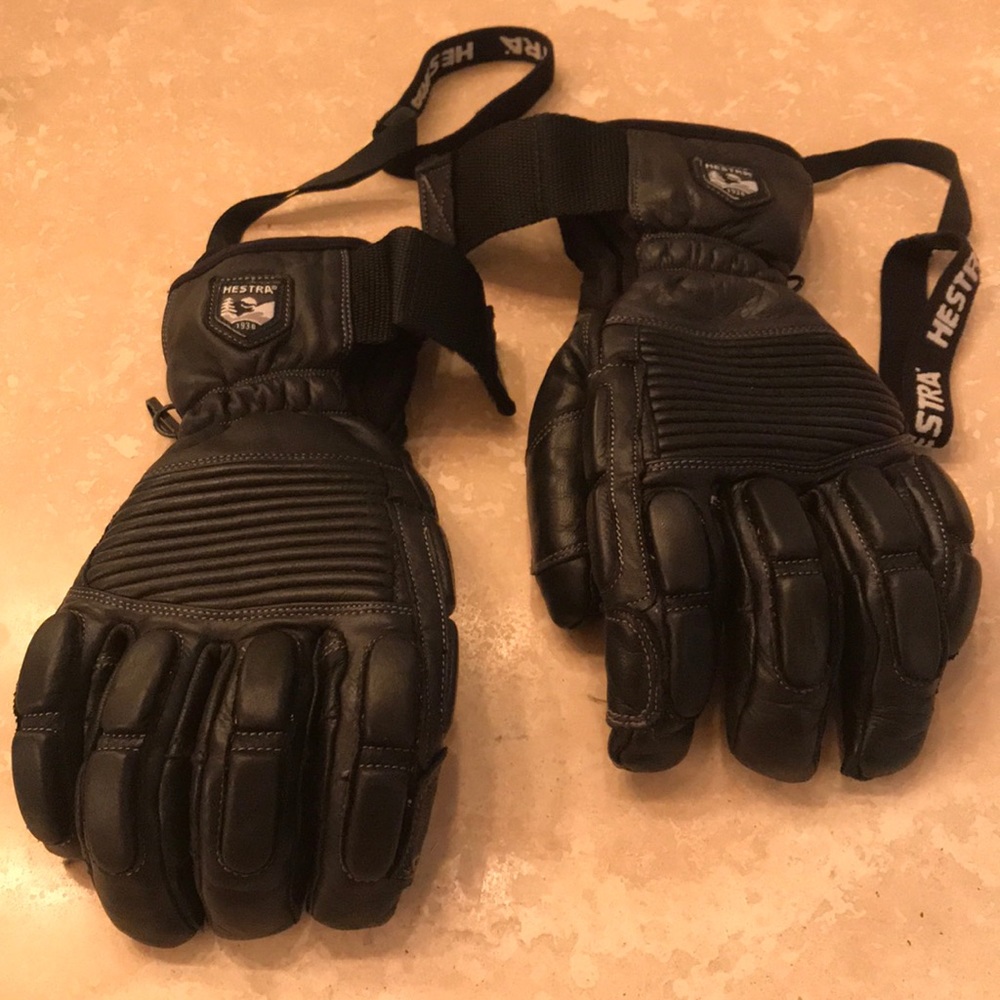 Hestra Black Leather Gloves